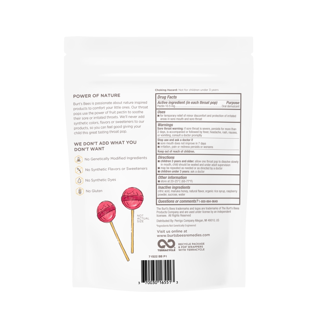 Burt's Bees Burt's Bees Kids Throat Soothing Pops, Fruit Fusion